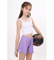 Toontoy Kız Çocuk Fitilli Kumaş Şort (Lila)