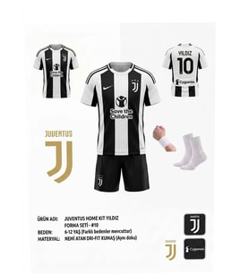 Juventus Kenan Yıldız Futbol Çocuk Forması 2024/25 Sezon 4'lü Set Forma + Short+Çorap+Bileklik