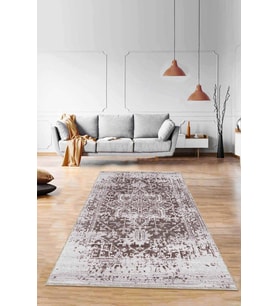 Kahverengi Vintage Kaymaz Tabanlı Dekoratif Halı RV300 - 100 x 160 cm