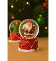 Noel Baba Figürlü Kar Küresi Hediye Yeni Yılın En Güzel Hediyesi Dekoratif Yılbaşı Led Işıklı 6,5 cm (Karışık)