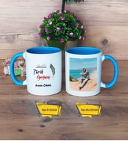 Tarih Öğretmeni Kupa Bardak Mavi Fotoğraflı Öğretmenler Günü Hediyesi