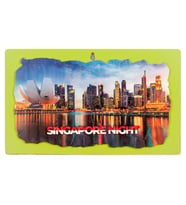 Singapur Gece Temalı Ahşap Fresco Tablo No.1 (Karışık)