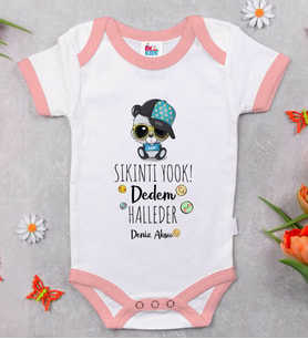 BK Kids Kişiye Özel Pembe Bebek Body Zıbın - Model 76