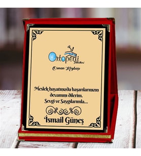 Ortopedi Teknikeri Baskılı Plaket (1. Tasarım)  Kişiye Özel (Kırmızı)