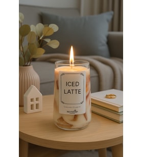 Mumelia Candles Iced Latte - Doğal Soya Cam Bardak Tasarım Mum