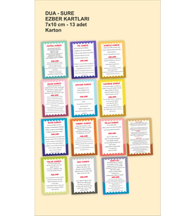 Çocuklara Özel Dua/Sure Ezberleme Kartları  Eğitici kartlar 13 Adet