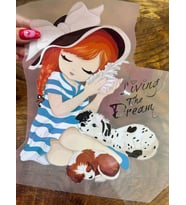 ÜTÜ İLE YAPIŞAN UYUYAN KIZ TRANSFER BASKI ARMA 24X20 CM