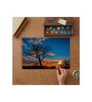 Günbatımında Yapraksız Ağaç Tasarımı 240 parça Ahşap Puzzle Ahşap Kutuda MP00059