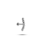 925 Ayar Gümüş Rodyumlu Minimal Sıralı Altı Zirkon Taşlı Tragus Piercing Küpe