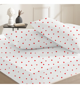 %100 Pamuklu Çift Kişilik Lastikli Çarşaf 180x200+25  50x70 Yastık Kılıfı ( 2 Adet ) (Kırmızı-Beyaz)
