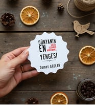 Kişiye Özel Yengeye Heddiye Bardak Altlığı Doğum Günü Hediyesi (Bej)
