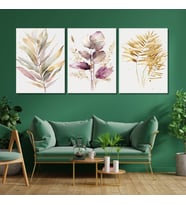 3'lü Kanvas Duvar Tablosu Soft Pastel Lila Çiçek Tasarımı