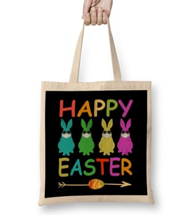 Happy Easter Day Bez Çanta Uzun Saplı