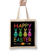Happy Easter Day Bez Çanta Uzun Saplı