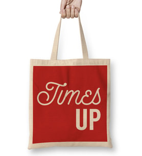 Times Up Caligraphy Font Bez Çanta Uzun Saplı