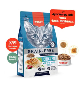 Wanpy Tahılsız Tavuklu Yavru Kedi Maması 1,5 kg