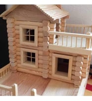 Doğal Ahşap Dedemin Evi - Dağ Evi - Maket Ev - 92 Parça (Buz-Buz)
