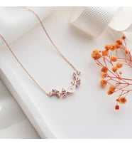 Vaoov 925 Ayar Gümüş Lila Taşlı Bahar Dalı Kolye (Rose)