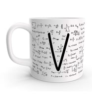 V Harfi Matematik Formül Tasarım Harfli Kupa Bardak