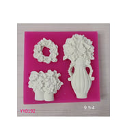 YY0192 Vazo ve Saksıdaki Çiçekler ve Halka Çiçek Silikon Kalıp