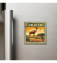 Esvatini Eswatini - Posta Pulu Temalı Ülke - Baskılı Buzdolap Magneti Kare - 9x9 cm