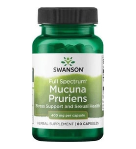 Swanson, Tam Spektrumlu Mucuna Pruriens, 400 mg, 60 Kapsül (Yılbaşı Kırmızısı)