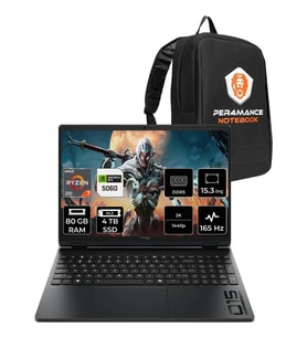 HP Hyperx Omen 15 Ryzen 7 260 RTX5060 8gb 80GB Ram 4tb SSD 15.3" Fhd+ 165Hz Freedos D2QV9EAPN340 Gaming Laptop + Per4 Çanta