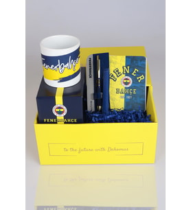 DEKOMUS GIFT BOX ÖZEL KUTULU LİSANSLI FENERBAHÇE KUPA,AJANDA,HYBRIT TÜKENMEZ KALEM SETİ