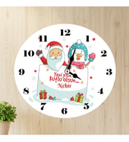 Noel Baba Ve Kardan Adam Temalı İsimli Duvar Saati