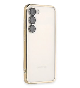 Newface Samsung Galaxy S23 Kılıf Razer Lensli Silikon - Gold