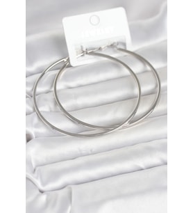 Gümüş Renk Pirinç Köşeli Kenar Halka 72 mm Kadın Küpe 5886 - HPSBYI2775-4490