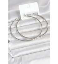 Gümüş Renk Pirinç Köşeli Kenar Halka 72 mm Kadın Küpe 5886 - HPSBYI2775-4490