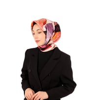 Bursa İpek Somon Armoni Desen Sura İpek Eşarp