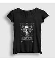 Presmono Kadın Siyah Skull Mastodon T-Shirt 163647tt