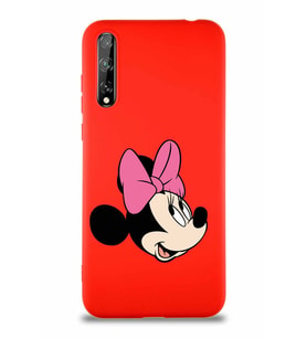 Huawei Y8P Soft Premier Kapak Minnie Mouse-A Tasarımlı Silikon Kılıf - Kırmızı (Şeffaf)