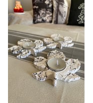 Üçlü Tealight Mumluk,Dekoratif Mumluk,Hediyelik Mumluk,Yaprak Şekilli Mumluk