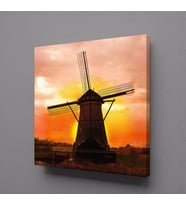 GÜN DOĞUŞU VE BATIŞI DEĞİRMEN KANVAS TABLO 80x80cm (Karışık)