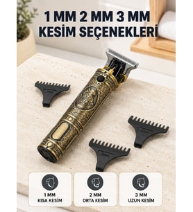 Profesyonel Saç ve Sakal Tıraş Makinesi 1500 mAh Bataryalı 1 2 3 mm Taraklı
