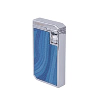 Çift Torch Pürmüz Mavi-Gümüş Ahşap Desenli Metal Puro Çakmağı - TR7954