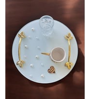 Beloved Gold İncili Damat Kahve Tepsisi