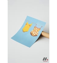 Asılı Mayolar İllüstrasyon, Çerçevesiz Yüksek Kalite Duvar Afişi - Huzurlu Ev