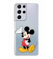 Samsung Galaxy S21 Ultra Kapak Mickey Mouse Tasarımlı Şeffaf Silikon Kılıf
