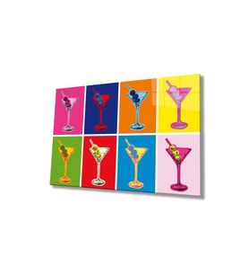 Miyrem Glasses Collection -A1^#  Renkli Kadehler Cam Tablo (Çok Renkli)
