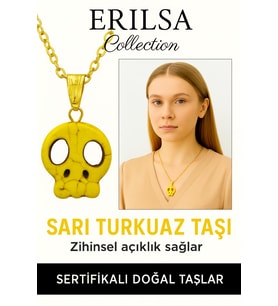 Sertifikalı Sarı Renkli İskelet Model Sarı Turkuaz Taşı Kolye – Enerji, Şans ve Dönüşüm Taşı (Çok Renkli)