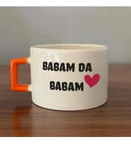 Babam Da Babam Baskılı Turuncu Kulplu C Fincan