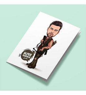 Kişiye Özel Okçu Erkek Karikatürlü Tebrik Kartı