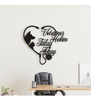 Veteriner Hekim Metal Duvar İsimliği - Mesleğe Branşa Özel İsimlik - Metal Duvar Logosu