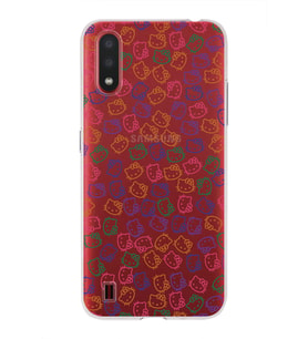 Samsung Galaxy A01 Uyumlu Kapak Hello Kitty Tasarımlı Şeffaf Silikon Kılıf