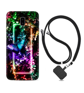 Samsung J6 Plus J7 Prime J7 Pro M20 Kılıf Boyun Askılı Silikon Butterfly Neon 1684