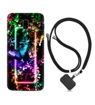 Samsung J6 Plus J7 Prime J7 Pro M20 Kılıf Boyun Askılı Silikon Butterfly Neon 1684